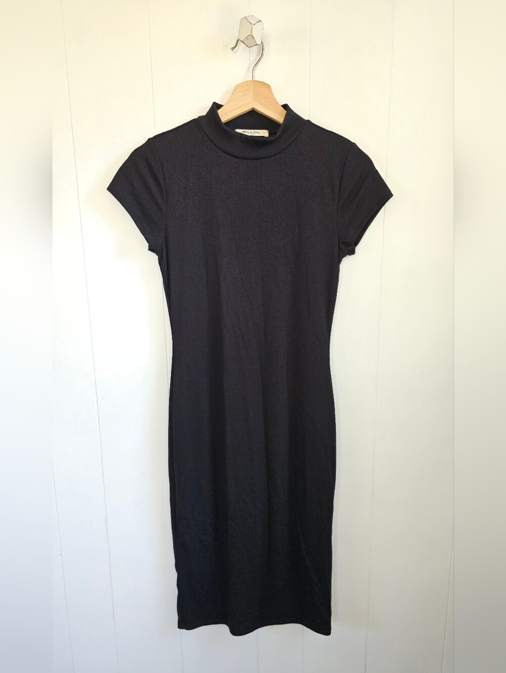 Classic Ribbed Mock Neck Midi Dress
